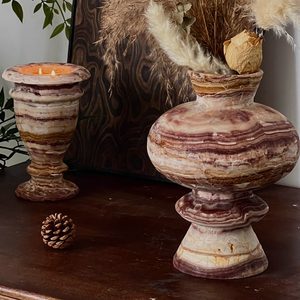 Vase en travertin 100 % naturel de style médiéval, fait main, pour arrangements floraux artistiques, idéal pour villas et appartements – Nouvelle collection ! - Product Image 6