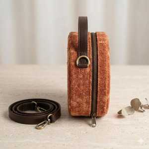 Handcrafted Rust Orange Circle Bag Textured Woven Crossbody Purse Aesthetic Mini Bag Bulk Export India - Product Image 1