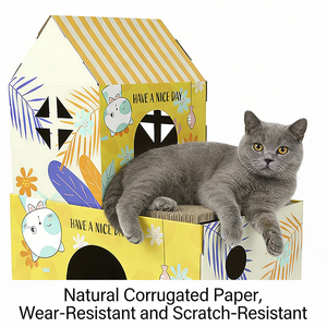 Griffoir pour chat en carton ondulé en gros, design fromage, <span class=keywords><strong>maison</strong></span> pour chat, nid pour animaux de compagnie pour gratter et se reposer, double couche - Product Image 2