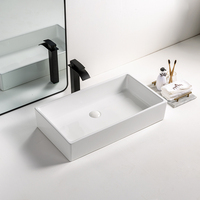Lavabo rectangulaire long personnalisé de haute qualité en céramique brillante pour salle de bain