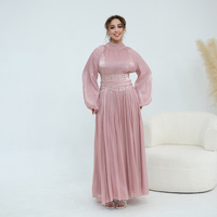 Nouvelle Abaya 2026 pour Femme, Robe Musulmane Unie en Polyester, Élégante Robe de Soirée Musulmane, Robe Modeste d'Été de Dubaï pour Femme