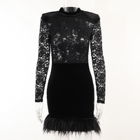 2024 Club fête chaude Sexy hanche enveloppé dentelle lambrissée pure Babes jupe courte robe filles femmes vêtements