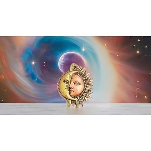 PARIJAT HANDICRAFT Vastu Fengshui Collection Tenture Murale Lune Demi Visage Décorative Tenture Murale En Métal Fait Main Art Mural pour - Product Image 3