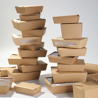 Boîtes d'emballage en papier Kraft pliables de qualité alimentaire pour la livraison, la restauration, les frites, les hot-dogs, les hamburgers, le popcorn, le poulet, ABCD