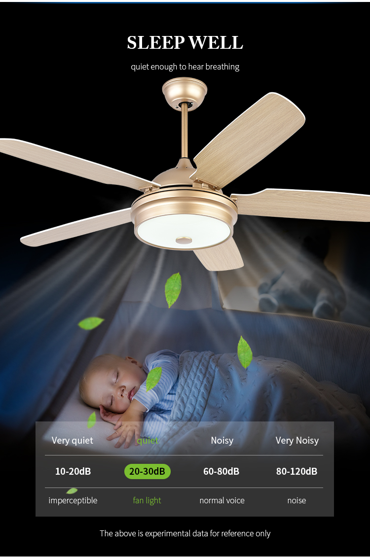 Breeze.Lux 52 inch luxury gold ceiling fan mute M D F leaf blades remote control 220 v ceiling fan light