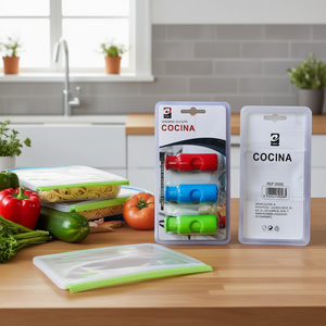 Cocina Sealing Clips 3Pc Set Red Blue Green For Food Storage Bag Closure - Product Image 3