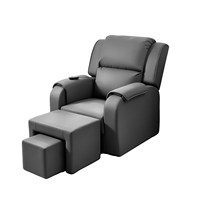 Lit de massage électrique moderne et minimaliste avec cadre en bois, pour la thérapie des pieds, avec bain de pieds, soins des ongles et des cils, pédicure et fonctions de nettoyage des oreilles