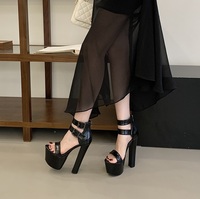 Sandales à plateforme avec fermeture éclair et rivets pour femmes, sexy, à bout ouvert, pour soirée, boîte de nuit, danse de pole dance, talons de 16 cm