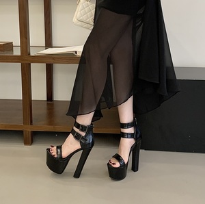 Rivet Zipper Platform Sandals Women Sexy Open Toe Party Nightclub Stripper <b>Pole</b> <b>Dance</b> Shoes 16cm Heels - Product Image 4