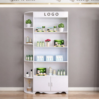 Vitrine de présentation de maquillage moderne pour salon de beauté, design personnalisé, éclairage LED, présentoir de produits cosmétiques pour la vente au détail