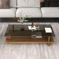 Table basse compacte pour le thé et le café, design nordique moderne, verre trempé transparent, rangement durable, meubles de salon pour la maison