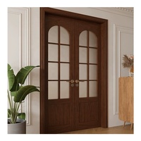 Porte battante double en verre avec cadre en bois personnalisé Porte de séparation de salon en verre design