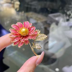 Broche Floral de Alta Gama para Mujer, Estilo Coreano, Exquisito, Dulce, Versátil, con Efecto de Goteo de Aceite, Elegante y Moderno - Product Image 5