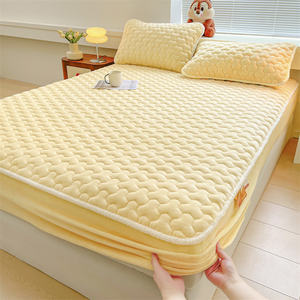 Теплый пушистый Бархатный Чехол для кровати размера «King-Size» с фланелевым флисовым водонепроницаемым протектором матраса из полиэстера для гостиниц - Product Image 4