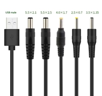 Cable de Carga USB a Conector DC de 5.5/4.0/3.5/2.5mm para Adaptador/Router/Lámpara de Mesa