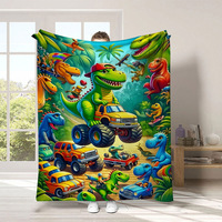 Couverture en flanelle à imprimé numérique 3D de dinosaures mignons, couverture de dinosaure, polaire douce et chaude, couvertures de dinosaures, cadeaux pour garçons