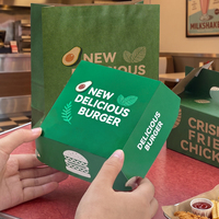 Boîte d'emballage en papier de qualité alimentaire, écologique, recyclable, avec logo personnalisé, pour emporter des hamburgers, des frites, des plats frits