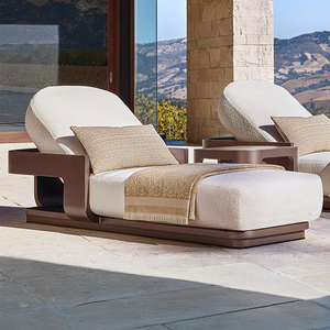 Chaise longue individuelle moderne en teck imperméable pour extérieur, idéale pour les hôtels, resorts, jardins, patios, villas et balcons - Product Image 3