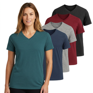 Paquete de 2 Camisetas Deportivas de Primera Calidad, Cuello en V, de Algodón Jersey Sólido, para Hombre/Mujer, Estilo Deportivo, Preencogidas, Corte Atlético - Product Image 1