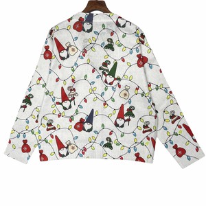 Cardigan en tricot à col en V pour femme, imprimé <span class=keywords><strong>gnome</strong></span> de Noël, lumières de Noël, manches longues, <span class=keywords><strong>pull</strong></span> fantaisie, vente en gros, OEM personnalisé - Product Image 5