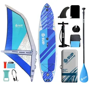 Prancha de windsurf inflável para kitesurf, prancha de windsurf com barbatana elétrica e assento, prancha de vento para surf, OEM