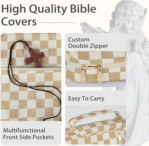 Étui de <span class=keywords><strong>Bible</strong></span> en velours côtelé personnalisé avec fermeture éclair et poignée, accessoires pour l'étude de la <span class=keywords><strong>Bible</strong></span>, cadeaux chrétiens pour femmes - Product Image 4