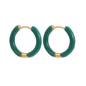 夏のカラフルなドロップオイルラウンドフープイヤリングネオンステンレス鋼C字型フープイヤリング女性用パーティーウエディングジュエリー卸売 - Product Image 2