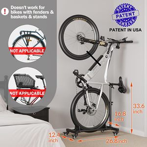 Supporto Verticale <span class=keywords><strong>da</strong></span> <span class=keywords><strong>Parete</strong></span> per Biciclette con Rotazione a 180 Gradi e Porta Pneumatici per Garage - Product Image 6