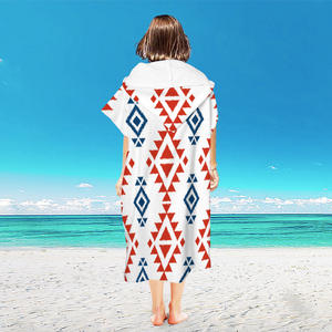 منشفة شاطئ من المايكروفايبر سريعة الجفاف ومطبوعة حسب الطلب ، بونشو بهودي ، بنمط مخطط جديد ، للنساء مع شعار مخصص - Product Image 4