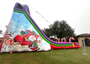 Diversión de <span class=keywords><strong>vacaciones</strong></span> a gran escala: tobogán gigante inflable de Navidad de doble carril con bastones de caramelo, renos y muñecos de nieve - Product Image 2