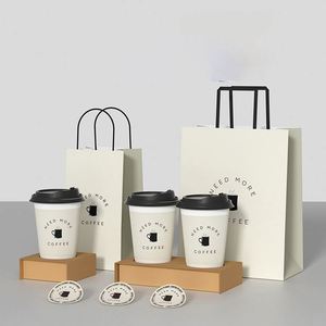 ถุงกระดาษคราฟท์แบบมีหูหิ้วสำหรับกาแฟแบบนำกลับบ้าน ขายส่ง แบบสั่งทำได้ สำหรับใส่แก้วเดี่ยวและแก้วคู่ บรรจุภัณฑ์สำหรับเครื่องดื่ม ชานม และเบเกอรี่ - Product Image 3