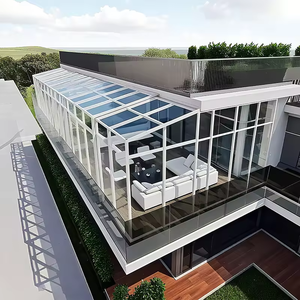 Heavy Duty Powder Coated Aluminum Glass <b>Folding</b> Sunroom Structure Durable for Commercial Use Caf Restaurant or Event Tent - Product Image 1