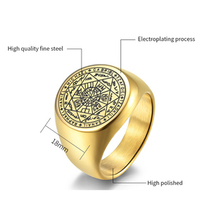 Anillo de Dedo Unisex de Acero Inoxidable Vintage con Estrella Misteriosa de Siete Puntas de Quake E-commerce Wholesale para Hombre <span class=keywords><strong>y</strong></span> Mujer - Product Image 4