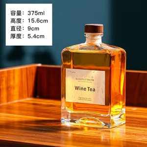 La botella de vino de cristal cuadrada de fondo grueso de 500ml más vendida con tapón adecuado para Ginebra, vino de frutas, whisky, <span class=keywords><strong>vodka</strong></span> y brandy. - Product Image 5