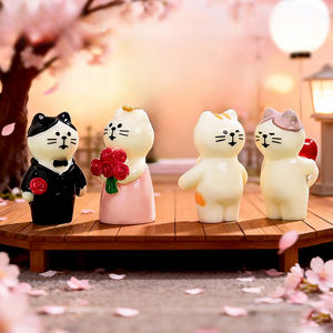 Miniature de paysage, dessin animé mignon, couple de chats de style japonais, artisanat en résine, accessoires de décoration DIY, ornements de bureau, ornements de voiture - Product Image 2
