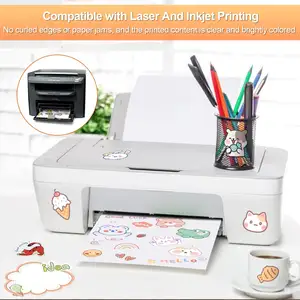 Tùy chỉnh Matte phun có thể in vinyl A4 Sticker Giấy trống không thấm nước Glossy tự dính flexography Sticker autocollant A4