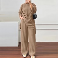 Ensemble 2 pièces de vêtements de sport confortables pour femmes musulmanes : Haut long et pantalon large – Tenue modeste musulmane deux pièces