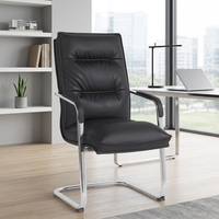 Chaise de bureau KMJ à prix abordable, chaise de visiteur en cuir noir populaire sans roulettes