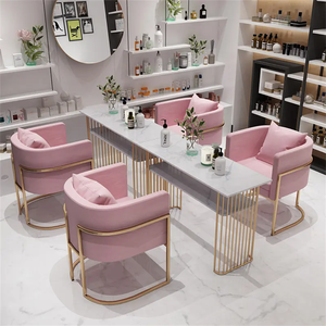 Juegos de Mesas de Mármol y Sillas de Manicura de Estilo Moderno y Económico para Salón de Belleza, Mesa de Uñas con Ventilador y Silla de Metal para Salón de Peluquería - Product Image 5