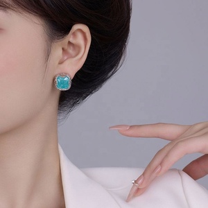 Wholesale Retro Luxury High-End Geometric Square Earrings Women Copper Genuine Gold Plated Zircon <b>Studs</b> Niche Fashion Gift - Product Image 4