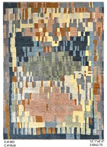 Tapis en laine Coral Weavers, motif abstrait coloré et vibrant, noué à la main, poils moyens, rectangulaire moderne, nettoyage à sec, pour salon - Product Image 4
