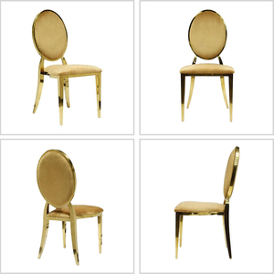 Chaises de salle à manger modernes de style Louis, design ovale blanc chromé et doré, empilables pour la maison, événements spéciaux, nouveau genre de métal durable - Product Image 6