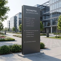 Panneau de signalisation directionnel minimaliste en aluminium pour extérieur, sur pied, pour parc d'entreprises