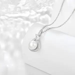 L'ultimo popolare ciondolo colorato 925 gioielli in argento acqua dolce collana di perle fidanzamento bianco zircone gioielli per le donne