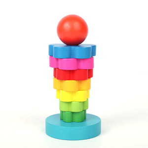 Tùy Chỉnh Giáo Dục Đầy Màu Sắc Cầu Vồng Tháp Xếp Chồng Vòng Đồ Chơi Trẻ Em Bằng Gỗ Tháp của Hà Nội Trò Chơi Câu Đố - Product Image 3