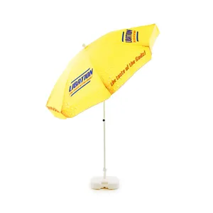 Logo beach umbrella striped windproof vacation surfing beach umbrella windproof clip-on parasol