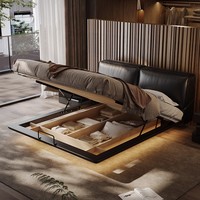 Lit de rangement modulaire en cuir de haute qualité, design moderne et minimaliste, idéal pour appartement, vente directe usine Foshan
