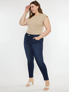 Jeans de Mujer Talla Grande, Corte Recto, Elásticos, Casuales, Suaves y Cómodos, Ajustados, Tipo Lápiz, Largos, de Mezclilla para Mujer - Product Image 3
