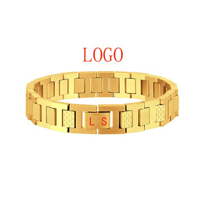 Bracciale da Uomo Punk a Coccodrillo Marchio LS in Acciaio Inossidabile Anti-Appannamento Oro 18k <span class=keywords><strong>Argento</strong></span> Nero - Product Image 1