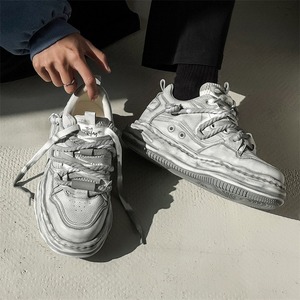 รองเท้าเพิ่มความสูงแบบซ่อน 7 เซนติเมตร รองเท้าสีซีดแบบวินเทจ รองเท้าลำลองพื้นหนาสำหรับผู้ชาย รองเท้าคู่รักแฟชั่น - Product Image 3